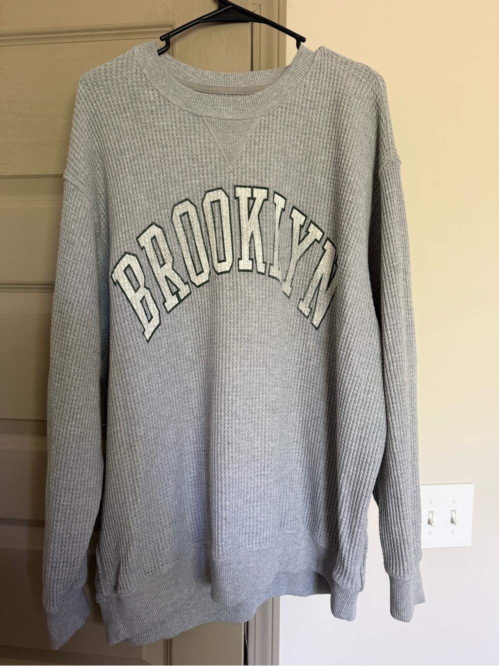 aerie - “Brooklyn” Waffle-Knit Crewneck Sweatshirt